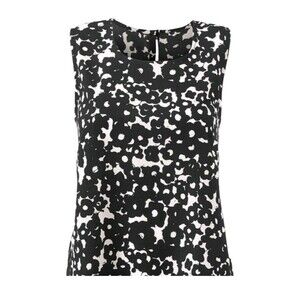 Cabi 5353 Dixon Floral Black White Tank Top Blouse S Keyhole Back Sleeveless